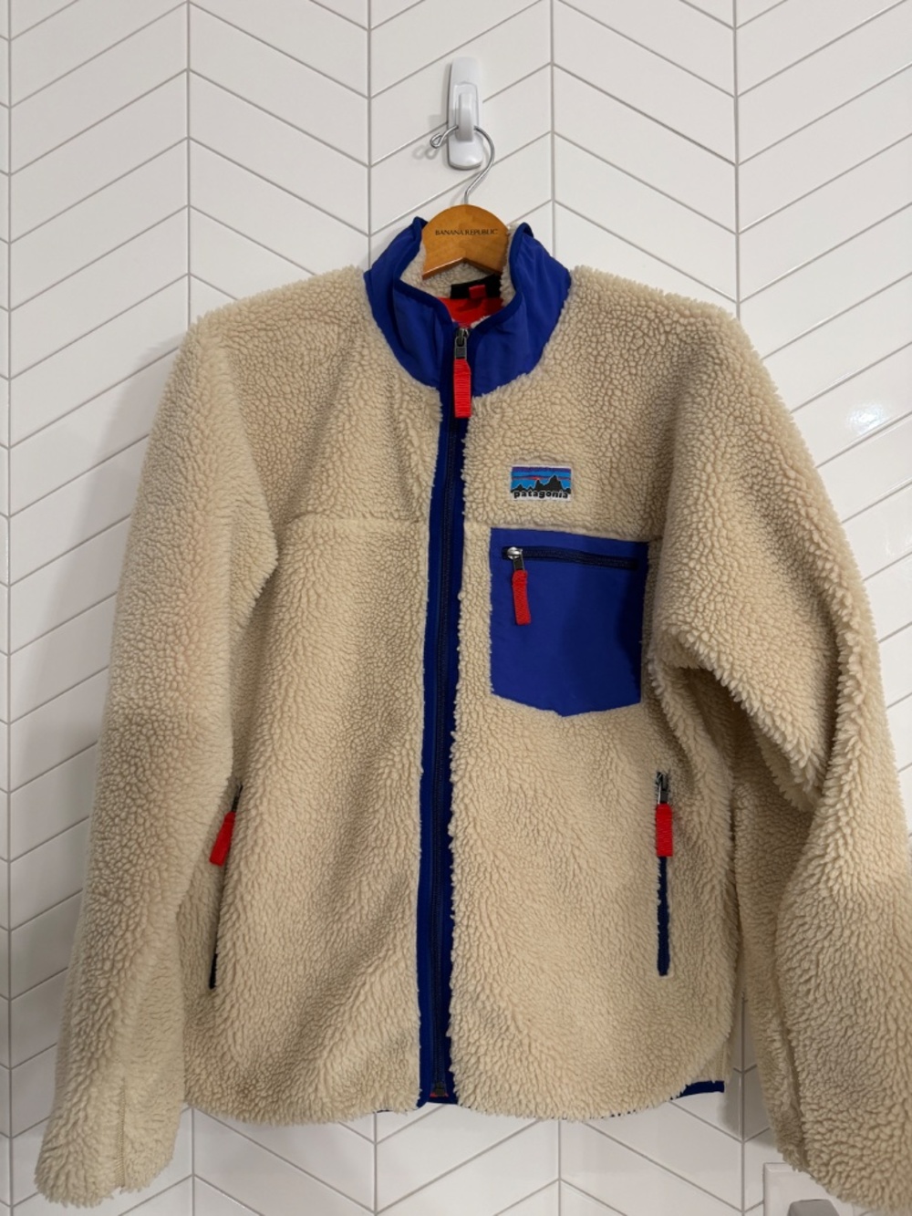 Patagonia Men’s Classic Retro-X Fleece Dark Natural Blue Red | Size M